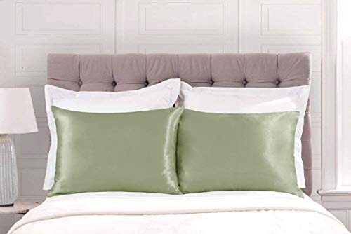 Dhruvi Bedding Utra Soft Silk Satin Full Size Sage 4 Piece Duvet Cover Set ( + Fitted Sheet 19'' 2 Pillow Cases ) Luxury Zipper Closure Comforter Protector, Full ( 82 X 86 ) Inches #TOP4