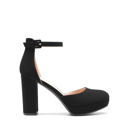 DREAM PAIRS Women's Platform Chunky High Heels Closed Toe Block Ankle Strap Dress Bridal Party Wedding Shoes2