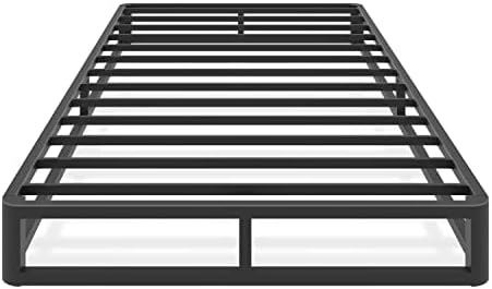Firpeesy 6 Inch Twin Bed Frame with Round Corner Edges, Low Profile Twin Metal Platform Bed Frame with Steel Slat Support, No Box Spring Needed/Easy Assembly/Noise Free Mattress Foundation