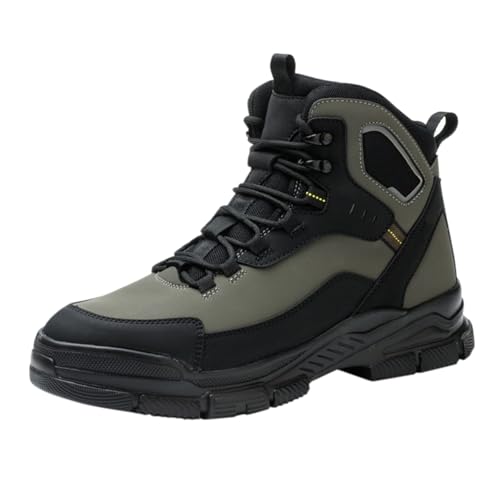 Botas para hombre, impermeables, informales, tácticas, de piel sintética, para deporte, para el trabajo, senderismo, otoño, invierno, botas de caza, botas con cordones, Negro , 37 EU