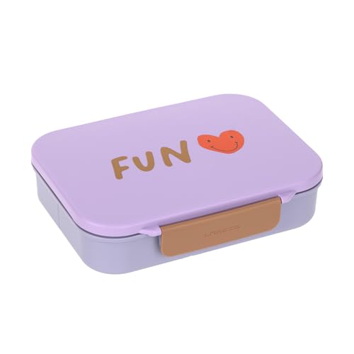 LÄSSIG Kinder Brotdose Frühstücksbox BPA-frei mit herausnehmbarer Trennung/Bento-Lunchbox Little Gang Heart lilac