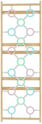 Avenlur Walnut Modular Wall Gym Add-On — Climbing Rings Panel (31.9″ W x 94.5″ H) — Ring Grid Attachment Walnut 9-in-1