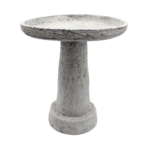 Gardening Naturally Sorrento Stone Lite Bird Bath Lightweight Outdoor Garden Water Feature for Birds (Light Grey)