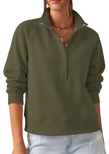 PRETTYGARDEN Women's Fall Oversized Sweatshirts Mock Neck Henley Pullover