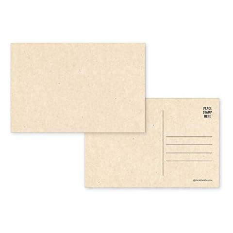 100 Blank Kraft Brown Postcards Plain Back Side Bulk Pack 4 x 6 Uncoated Card Stock- USPS Mailable Permanent Marker Friendly Made in The USA Cover