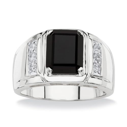 10K 14K 18K Gold Men's Natural Black Onyx Rings Genuine Black Onyx Thumb Pinky Signet Rings for Men Birthday Statement Anniversary Ring for Him Size 4-16