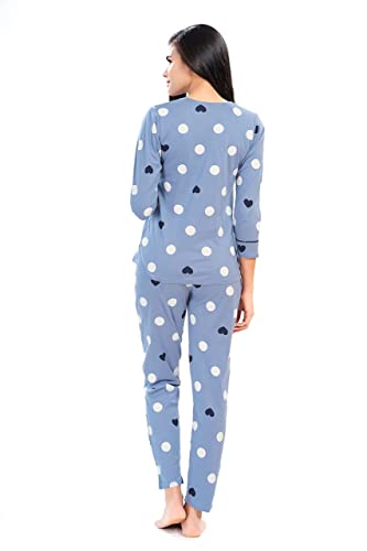 Image of LOTIK Women's Cotton Smile Printed Top & Payjama Full Sleeve Loungewear Night Suit Set