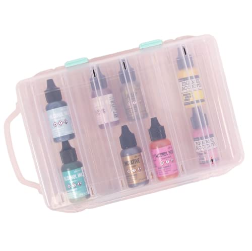Craftelier - Mallette transparente portable avec poignée pour encres à l'alcool à 2 plateaux avec capacité de 24 pots de peinture | Dimensions : 23,5 x 15,5 x 4,7 cm · (9,25 po x 6,10 po x 1,85 po) Cover