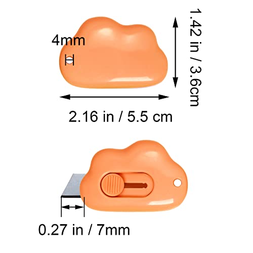 Fengek 3 Pcs Mini Retractable Utility Knife Cloud Pocket Box Cutters Plastic Letter Opener Slide Open With Keychain Hole For Box Letter Envelope, Cloud Shape (Multicolor B) #TOP1