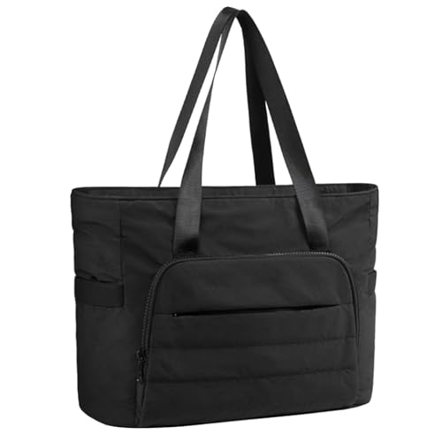 Dokeno Bolso Mujer, Bolsa de mano para mujer, Bolsa de Viaje Mujer Bolsa Deporte, Bolsa de Hombro Grande con Cremallera y Bolsillos para Viajes, Playa, Gimnasio, Trabajo y Escuela (Negro)