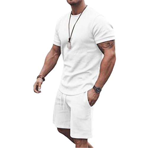T-shirt respirant et short de survêtement d'été homme blanc en M