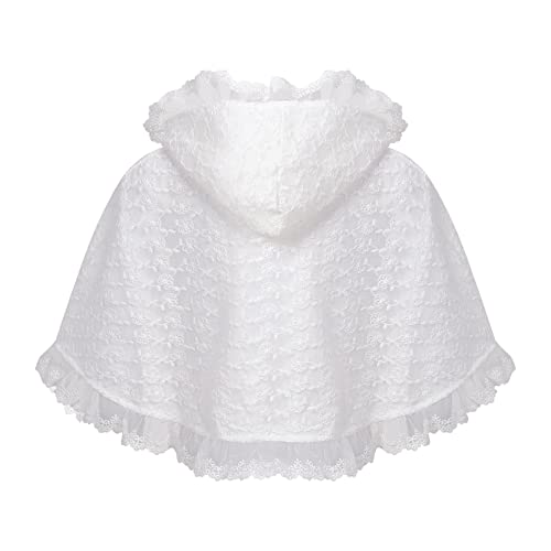 Baby Girls Hooded Floral Lace Princess Cape Cloak Christening Birthday Party Shoulder Wrap Shawl2
