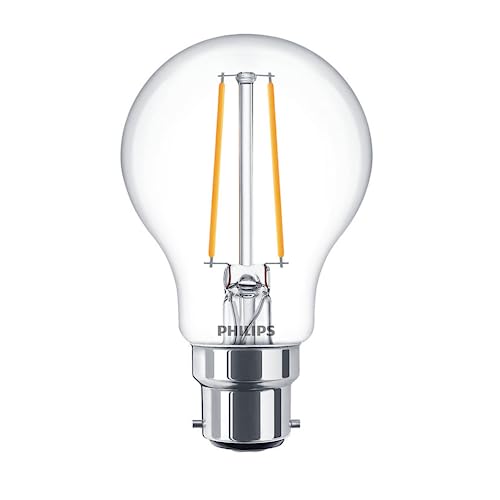 Philips LED Clear B22 Bayonet Cap 7W (60 Equivalent) Non-Dimmable Warm White Single Pack