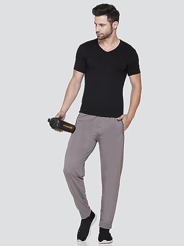 Image of Plus Size Cotton Loop Knit Lowers for Men, Zip Pocket, Night Pant, Joggers, Sports Trousers, Gym n Lounge Wear Track Pant for Boys Grey XXL