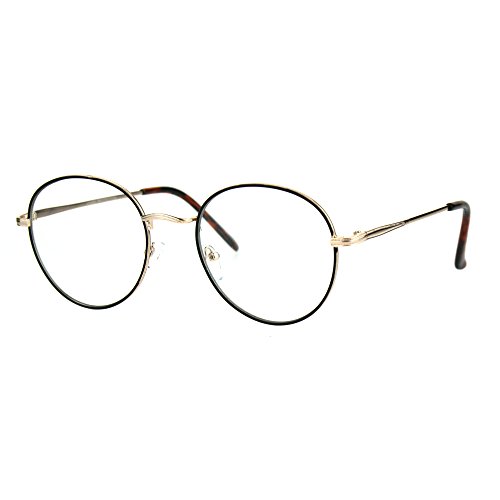 Classic 90s Metal Rim Round Clear Lens Eye Glasses Frame2