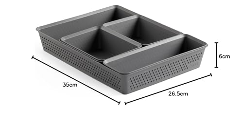 TATAY Plastic Storage Baskets Bohol, Grey, Set of 5 - Image 3