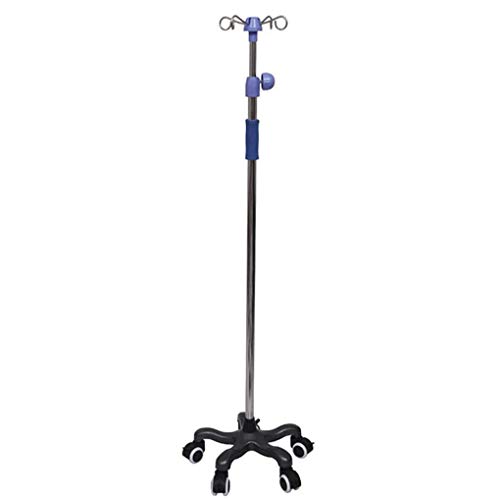IV Stand IV Pole with Stainless Steel Adjustable Height Display Stand Rack - for Hospital, Private Clinic and Home (4 Hooks 5 Legs)