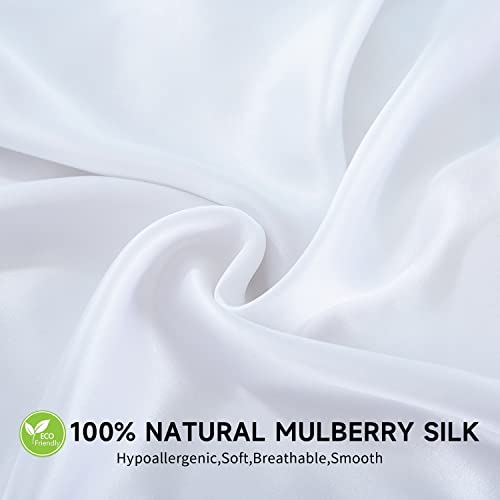 Zimasilk 100% Mulberry Silk Pillowcase For Hair And Skin,With Hidden Zipper,Both Side 19 Momme Silk, 1Pc (Body 20"X54", White) #TOP3