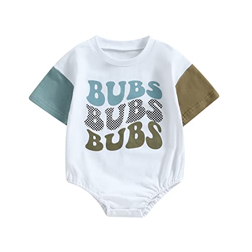 Image of Okbabeha 4th of July Baby Outfit Bubble Rompers Boy Girl USA Fuzzy Letter Short Sleeve Romper Infant Summer Clothes 0-18M