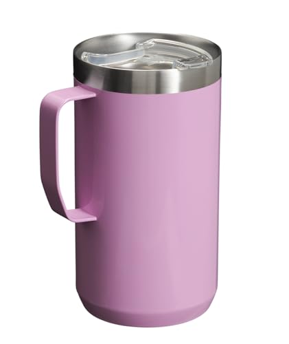 STANLEY Stay-Hot Camp Mug 24 oz | Press Fit Drink Through Lid | Cup for Coffee, Tea and Drinks | Insulated Stainless Steel Coffee Mug | BPA-Free | Lilac Gloss