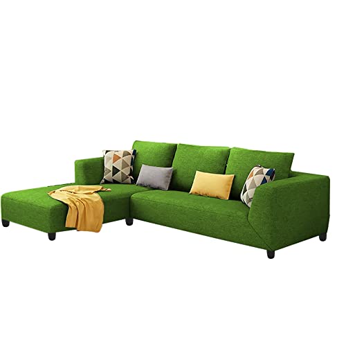 Image of Galib LHS 4 Seater L Shape Sofa Set for Living Room (Green Fabric)