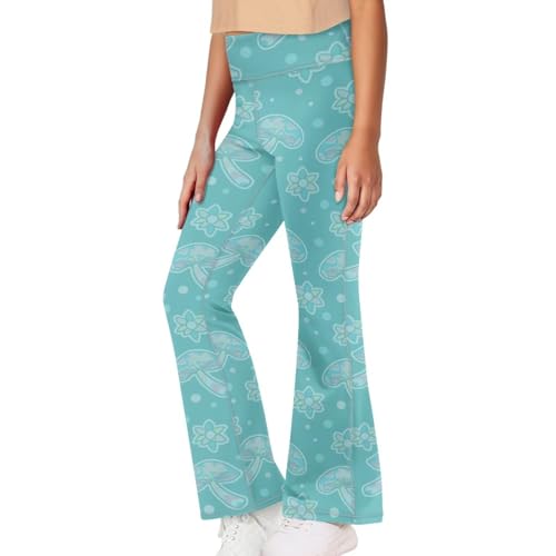 Dolyues Cute Girls Flare Leggings Kids Bell Bottoms High Waisted Bootcut Yoga Dance Flared Pants 4-14 Years