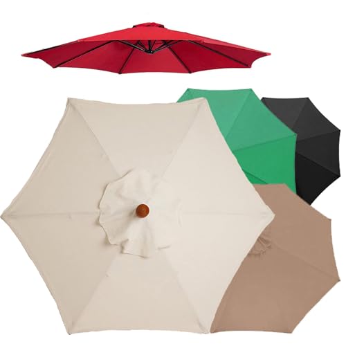 Replacement Parasol canopy for 6.5ft/9ft/10ft 8 ribs/6 ribs, Patio Umbrella Replacement Canopy, Outdoor Table Market Yard Umbrella Replacement Top Cover rainproof UV blocking(Color:Creamy White,Size:2