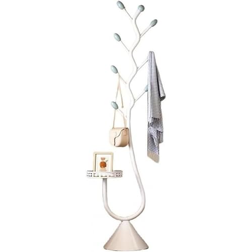 SLLS コートハンガー おしゃれ ポールハンガー スリム 省スペース 簡単組立 衣類収納ラック 玄関 寝室 リビング対応 北欧風 オリーブ型 デザイン 収納トレイ付き モダン インテリア スタイリッシュ 衣類掛け