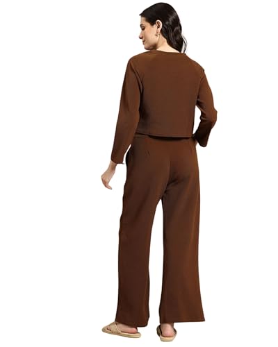 Image of Women's 2 Piece Co-ord Set with Half Sleeve Top and Wide Leg Pajama Pants Tracksuit for Casual, Travel, Gym, Sleepwear, Office and Daily Wear