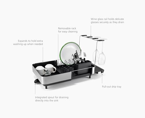 Joseph Joseph Extend Steel Plus Extendable Dish Rack Steel, Small to Large Dish Drainer with Wine Glass Holder & Drain Spout, Black by Joseph Joseph - Image 5