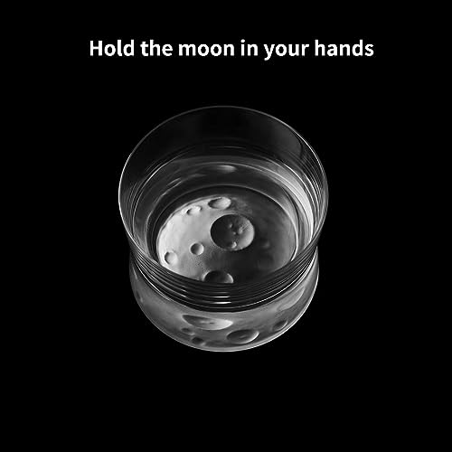 Auntzyj Copo de uísque Creative Moon Glass (2 peças) (lua transparente) com fundo de cratera lunar 1
