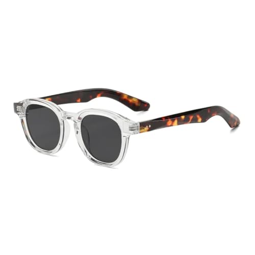 Lunettes de soleil rondes anti-fatigue oculaire monture noire transparente rivets