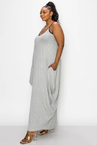 Image of BFFBABY Women's Casual Maxi Dress Sleeveless Tie Dye Spaghetti Strap Summer Plus Size Swing Sundress with Pockets