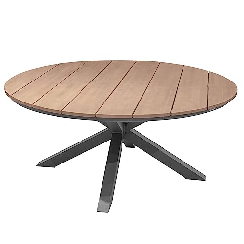 Hespéride - Table de Jardin Ronde Oriengo Gris Graphite - 8 Places - Aluminium Antirouille Acacia - Mobilier d'Extérieur pour Terrasse Balcon Patio