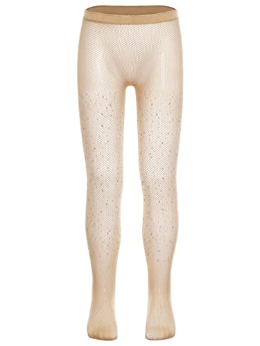 Kids Girls Shiny Fishnet Stockings Tights Hollow Out Pantyhose with Rhinestone Mesh Socks