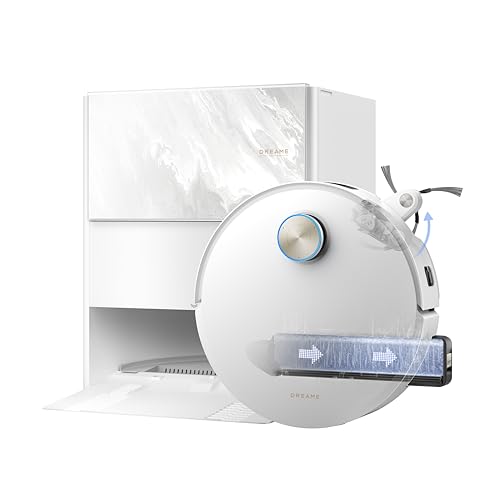 DREAME Aqua10 Ultra Track Complete Robot Aspirapolvere, Lavaggio 45 °C, Supera Ostacoli di 6 cm, Auto-pulizia Mocio, Aspirazione da 19.500 Pa, 0 Grovigli, Evita Oltre 240 Oggetti, Controllo Vocale