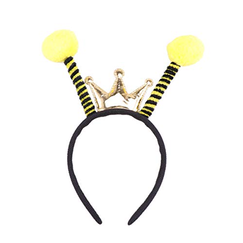 ABOOFAN Serre-tête Abeille avec Couronne pour antenne martienne - Bandeau avec Pompon - pour fête d'anniversaire Amusante - Jaune