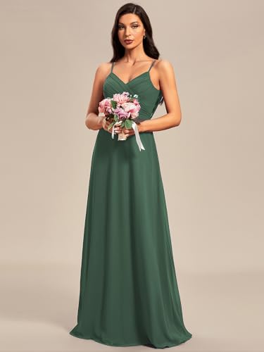 Ever-Pretty Women's Sexy Spaghetti Straps Cowl Back Empire Waist A Line Pleated Chiffon Bridesmaid Dress 80026-PH3