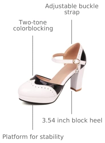 Image of FOREADA Lolita Bow Platform High Heel Women Rockabilly Mary Jane Dress Pump | Boasts soft kawaii retro vintage lolita tea party aesthetic, with block heel ,bow, round toe versatile style for dress wear