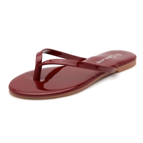 Image of Shoe Land Thong Flip Flops for Women, Memory Foam Flat Sandals, Lightweight Summer Slides, Non Slip Comfort Sandals for Beach, Travel and Everyday Wear