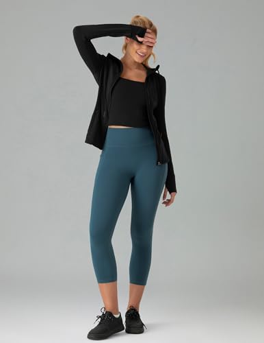 Image of Colorfulkoala Dreamlux No Front Seam Capri Leggings with Pockets for Women - High Waisted 21 inch Buttery Soft Yoga Pants