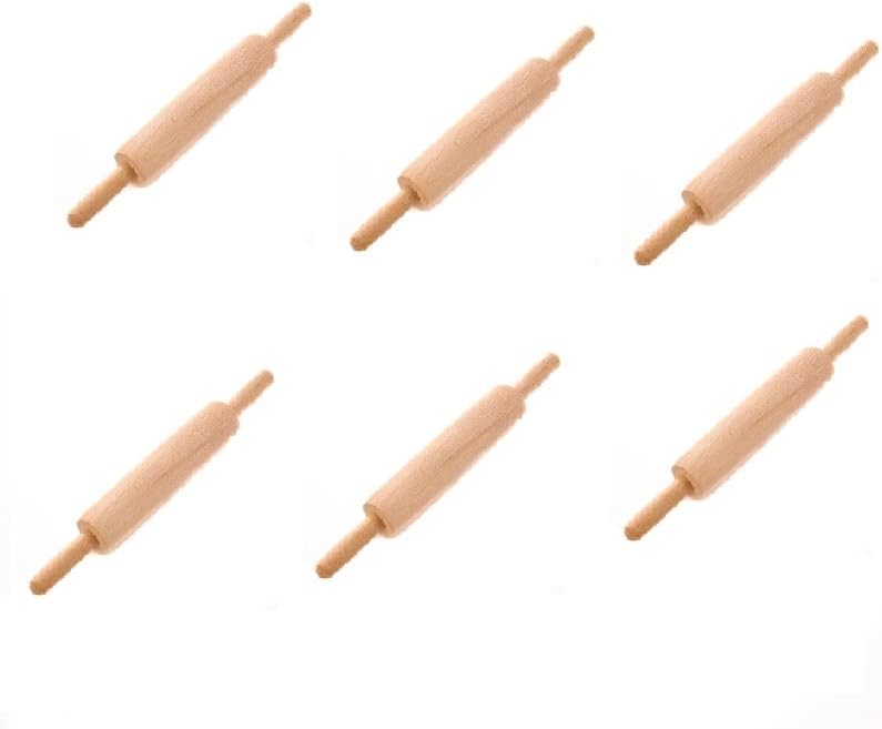 6 Craft Grade Unfinished Wood Rolling Pins for Parties, Favors, and Embellishing