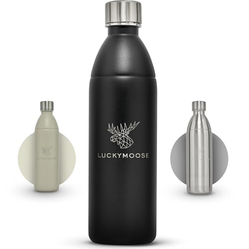 Luckymoose Infinity bouteille 1,1L en acier inoxydable compatible avec machine a soda et eau gazeuse SodaStream DUO & TERRA – Écologique, incassable et...
