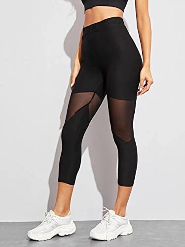 bayrick Mallas de Deporte de Mujer,Malla Empalme Pantalones de Yoga Deportes de Verano Estirar Siete Pantalones-Negro_Metro Cover