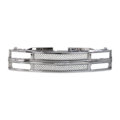 Garage-Pro Front Grille Assembly For Chevrolet Truck C1500 1994-1999 C2500 1994-2000 C3500 K1500 Models With Dual Headlights Chrome