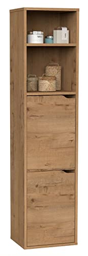 MUEBLES PITARCH Columna para baño suspendida Nadia Color Roble Gold 2 cajones 2 armarios Estilo...