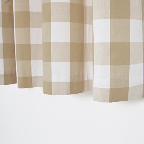 2 Pack Buffalo Check Valances Gingham Plaid Window Treatment Living Room 18 Inches Long Classic Bedroom Bathroom Rod Pocket Country Farmhouse Kitchen Window Curtain Valances - Beige & White #TOP3
