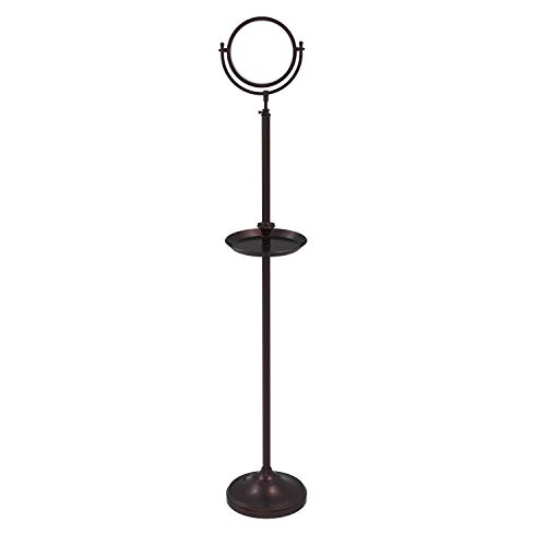 Allied Brass DMF-3/3X Floor Standing 8 Inch Diameter with 3X Magnification and Shaving Tray Make-Up Mirror, Antique Bronze