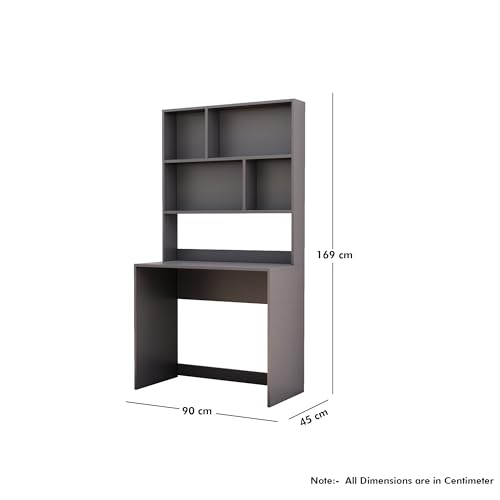 Image of Bniture Wooden Study Table for Home | Engineered Wood Study Table with Book Shelf | Multi Purpose Computer Desk for Writing & Study | Laptop Table for Study Room, Office & Workstation | Slate Grey