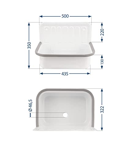 Sanitop-Wingenroth Mit Ablaufgarnitur und Spritzschutz Für die Wandmontage Stahl in weiß 04208 6